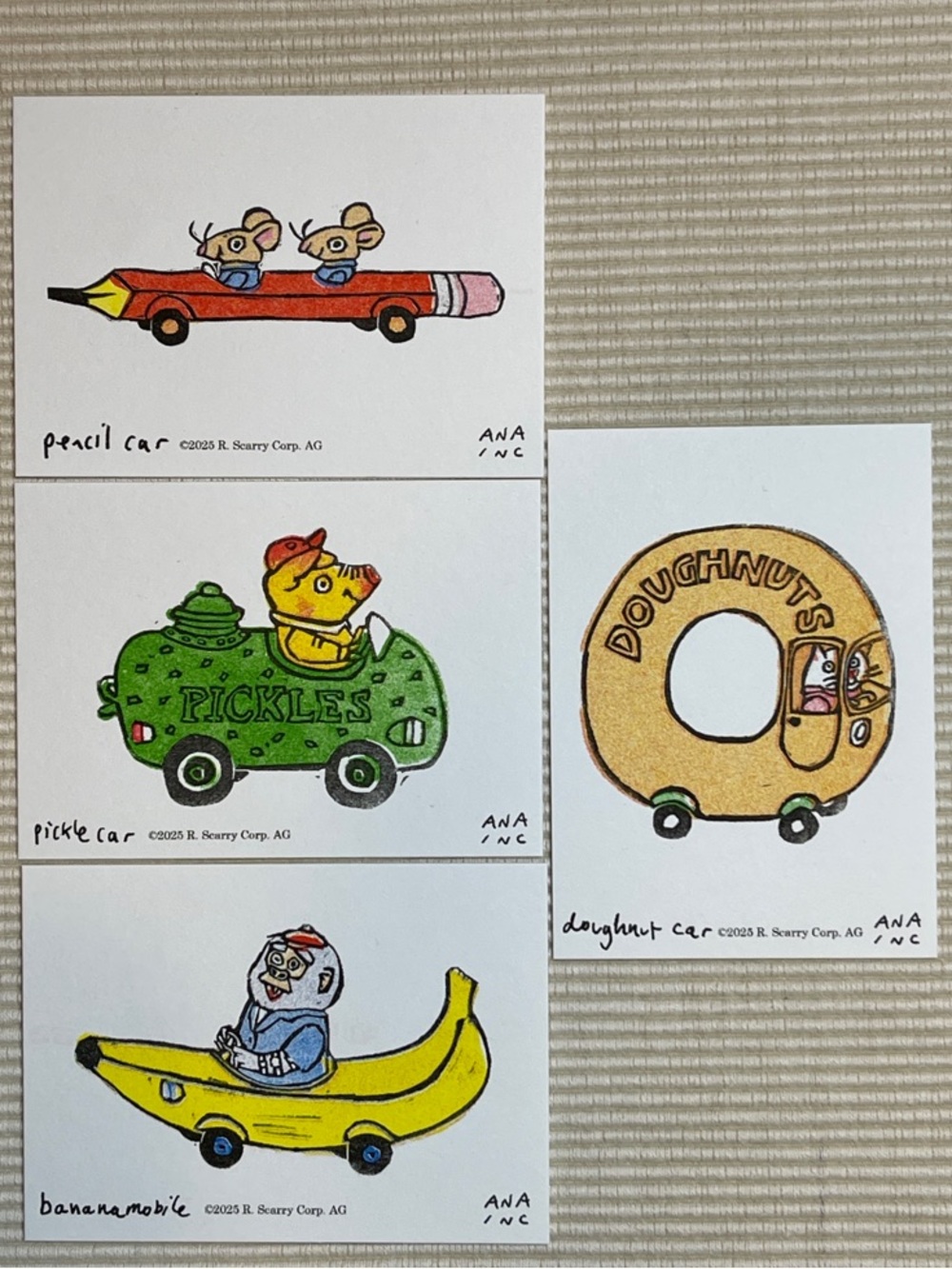 Anastasia Inciardi Mini Print Set (4) - Pencil, Pickle, Doughnut, Banana